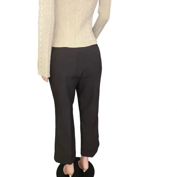 Turtleneck Sweater in Khaki Cable Knit Pattern with Slight Bell Sleeves - Picture 4 of 7